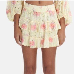 LoveShackFancy Bliss Skirt Mellow Yellow Size XS NEW